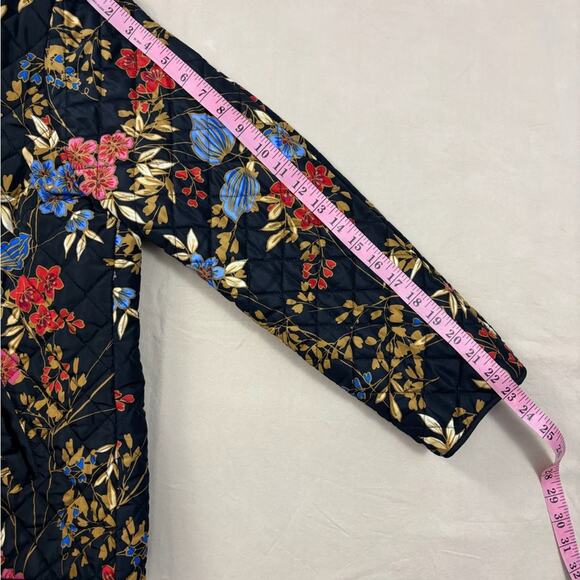 Ruby Rd. Women's Quilted Black Floral Bomber Jacket Size 12 - Picture 7 of 7